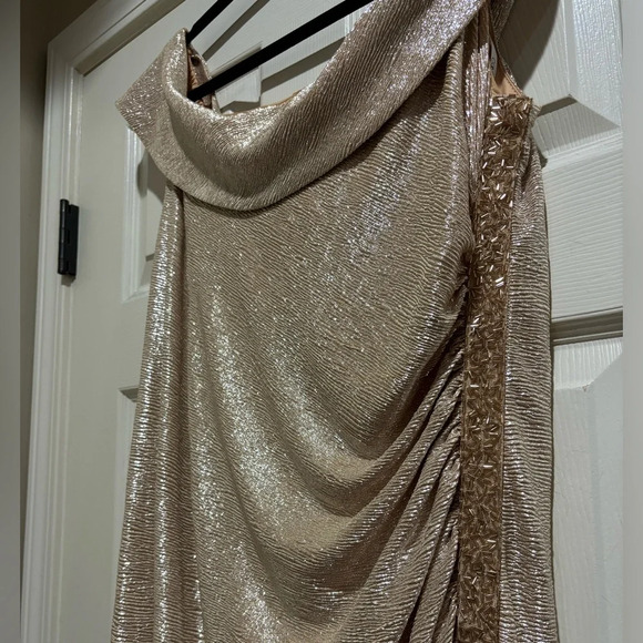 Calvin Klein Plus Size Metallic Off the Shoulder Gown - Picture 5 of 8